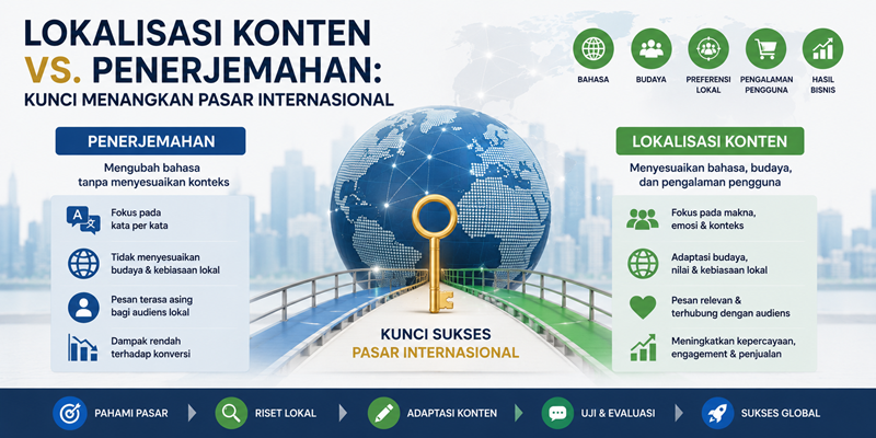 Lokalisasi Konten vs. Penerjemahan: Kunci Menangkan Pasar Internasional